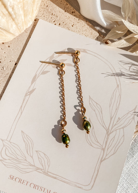 Olive Pearl Earring Drops