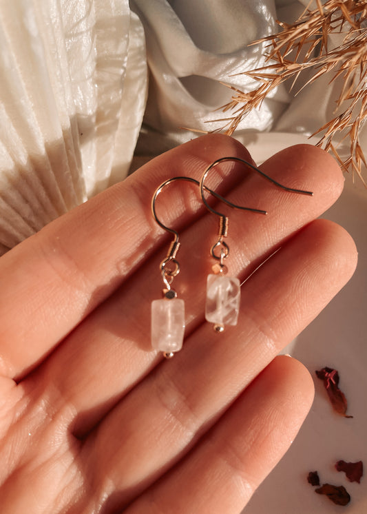 Rose Gold Rose Quartz Earrings