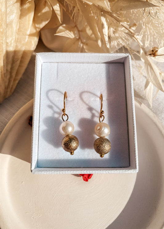 Gold & Pearl Christmas Earrings