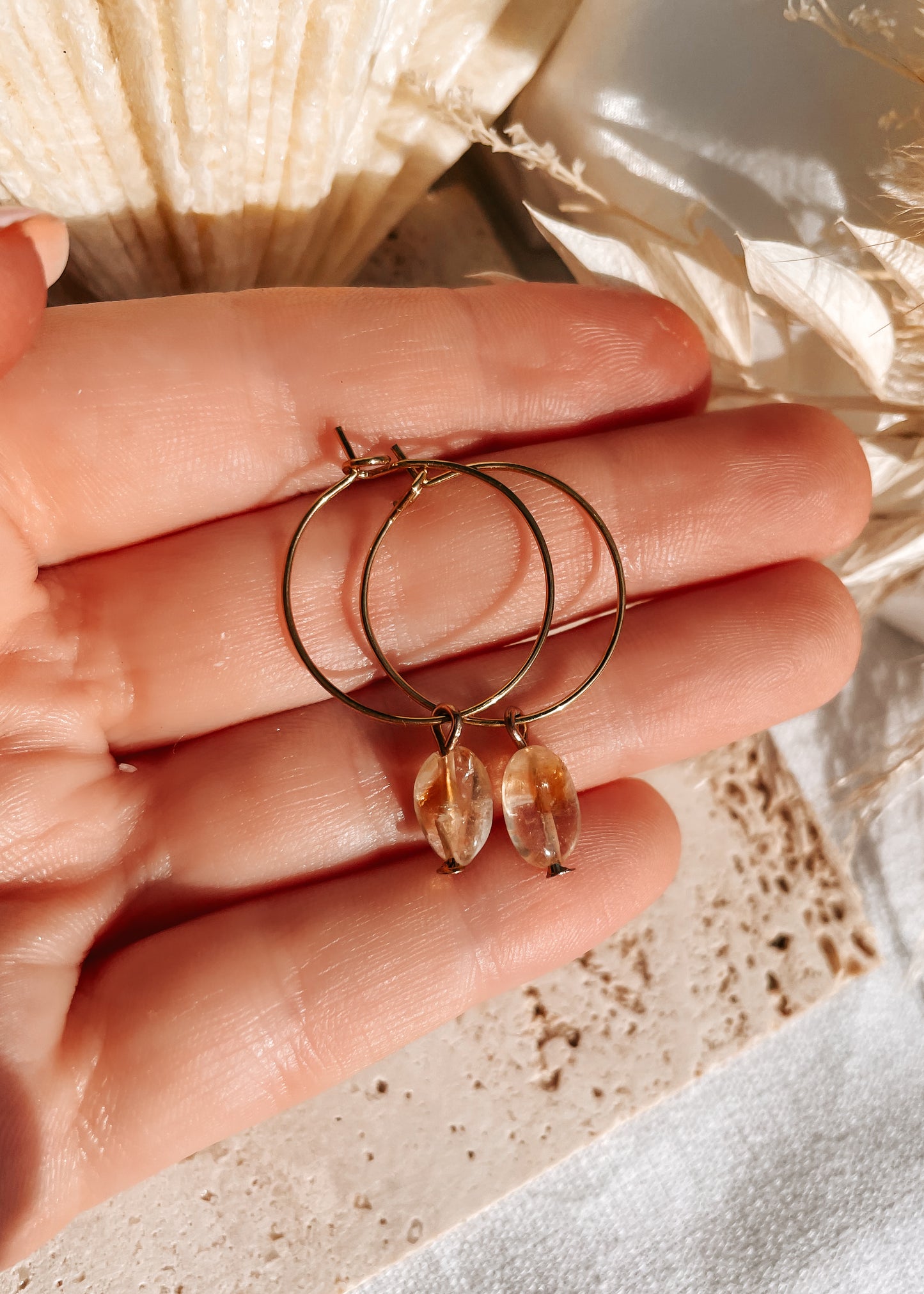 Citrine Gold Hoop Earrings