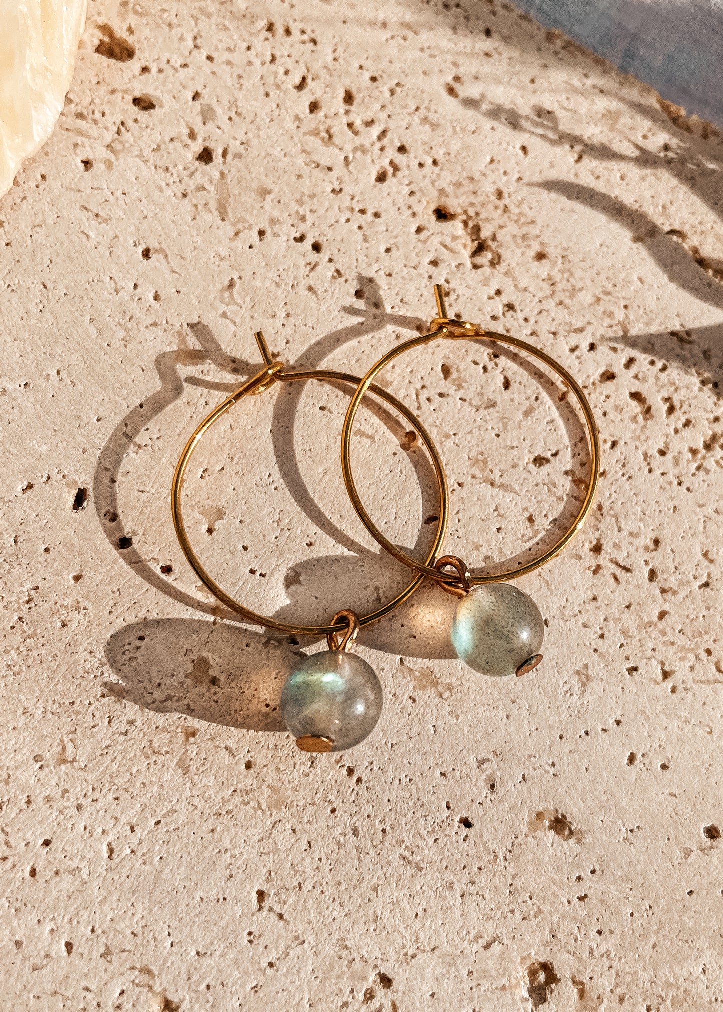 Flashy Labradorite Hoop Earrings