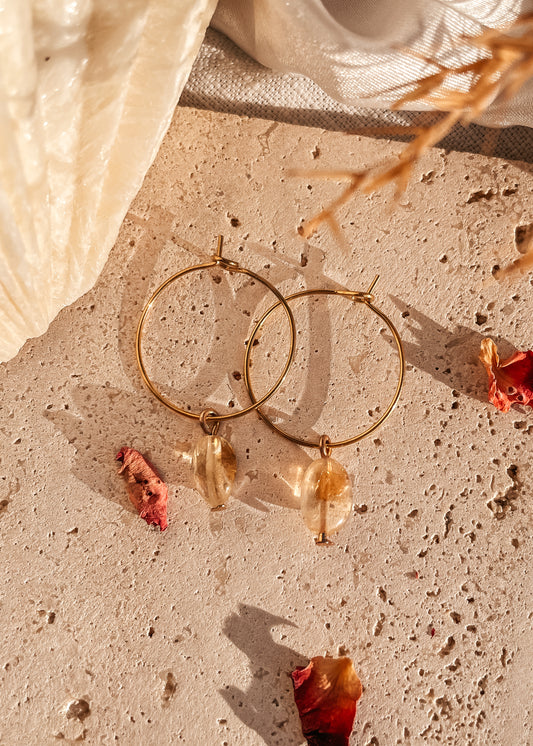 Citrine Gold Hoop Earrings