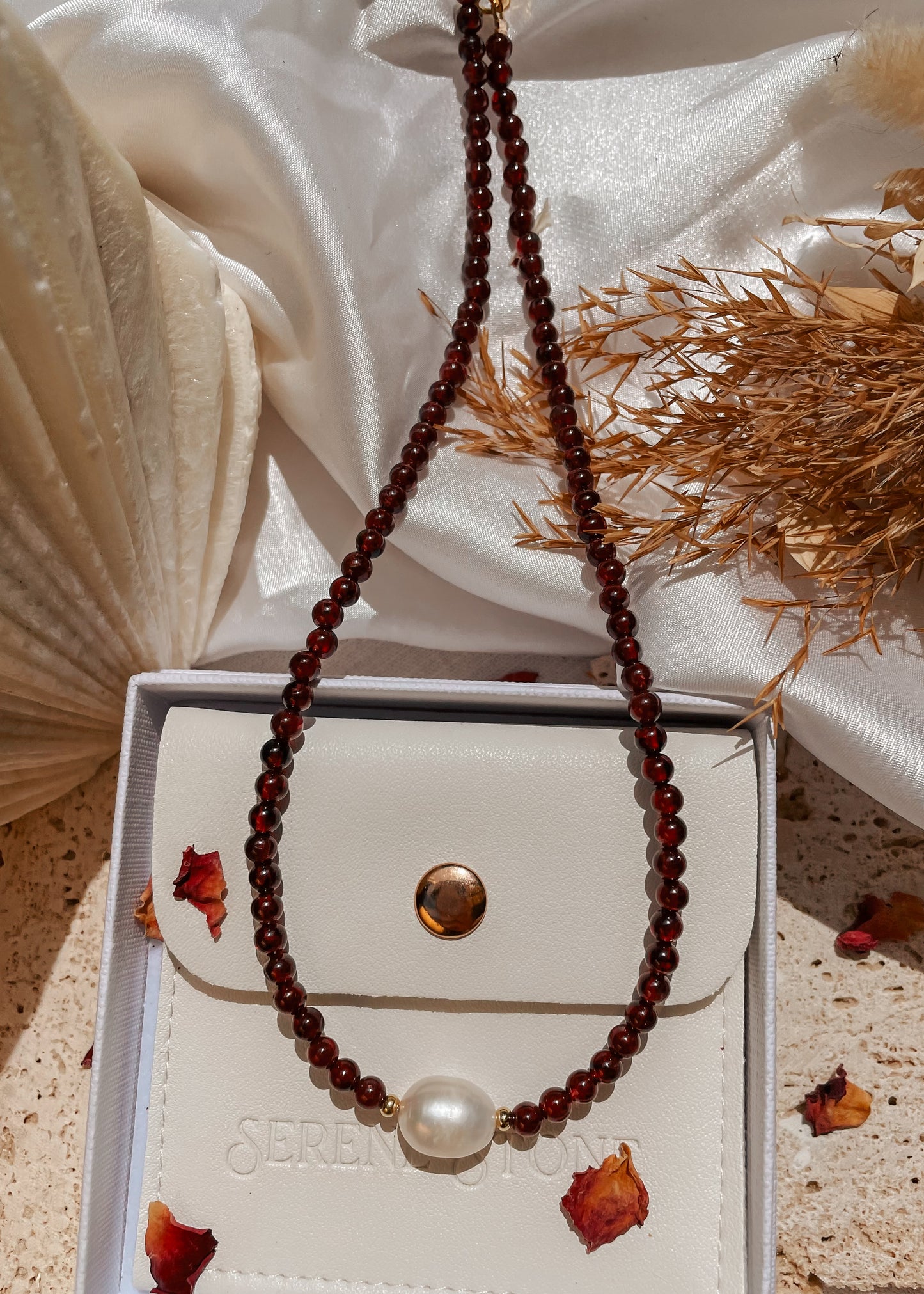 Diana Garnet Pearl Necklace