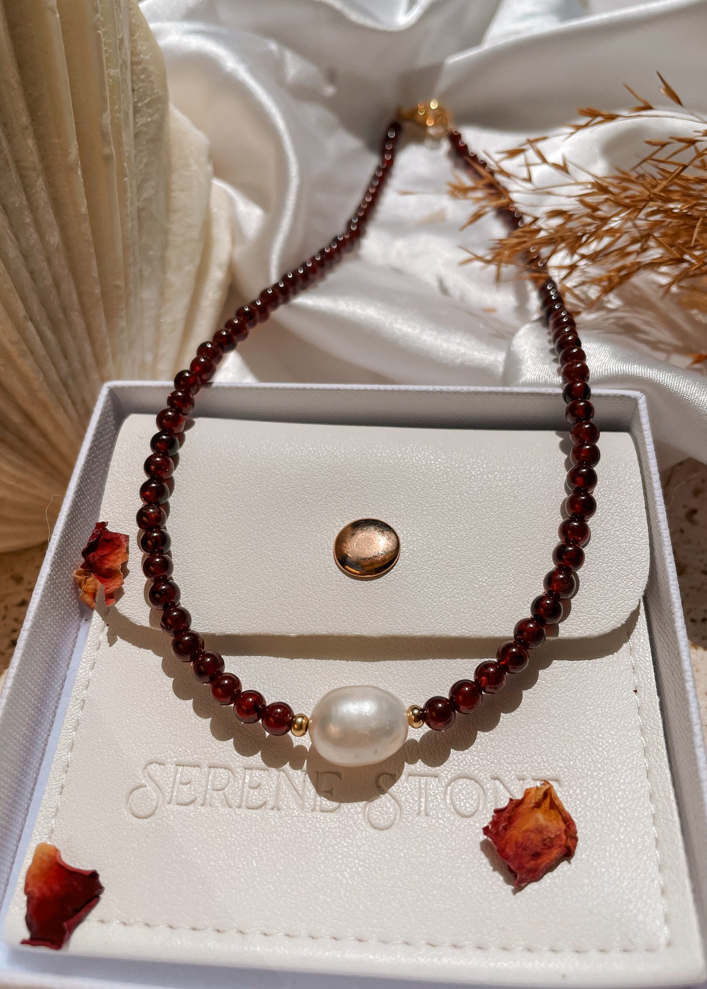 Diana Garnet Pearl Necklace