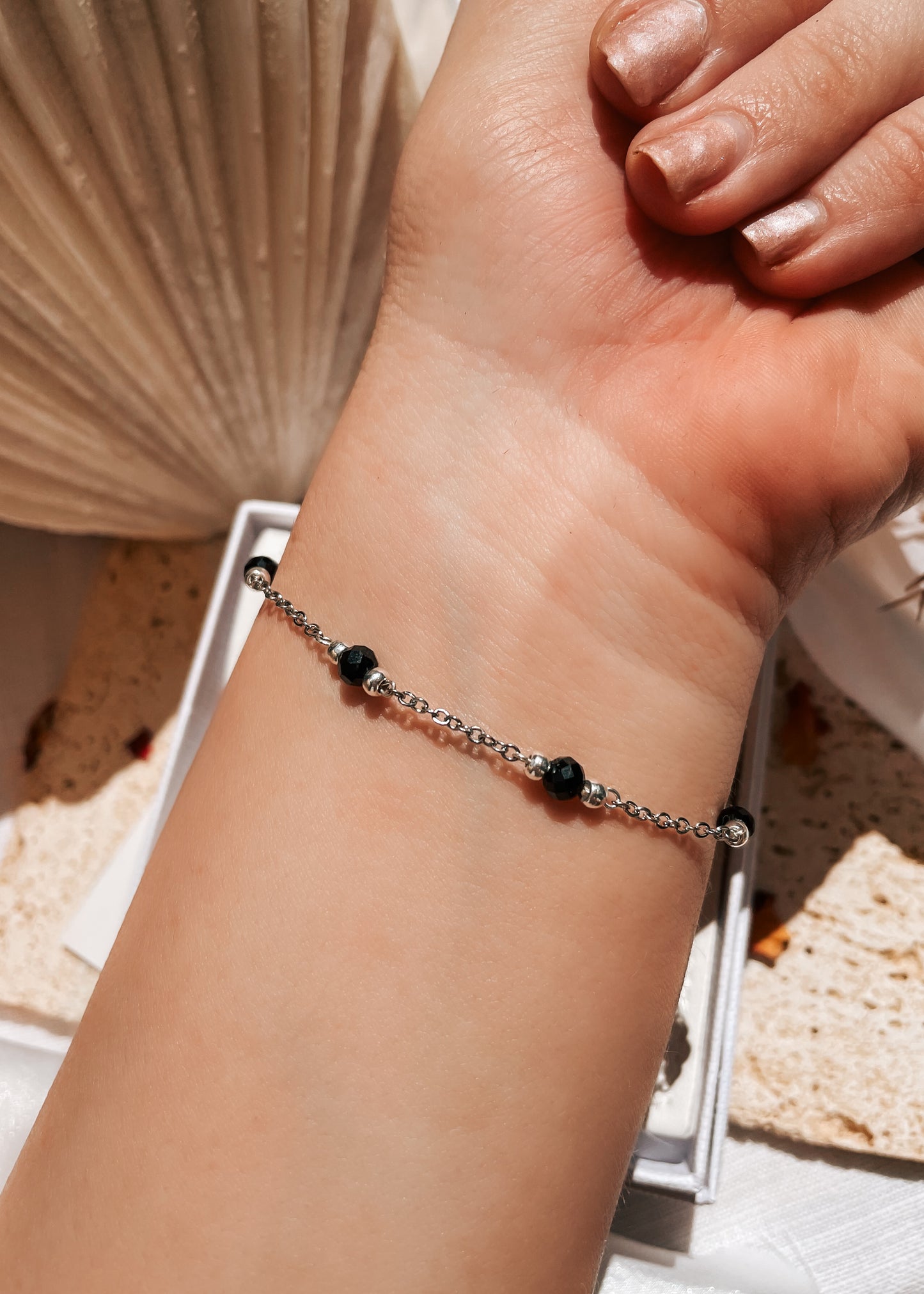 Liana Black Tourmaline Chain Bracelet