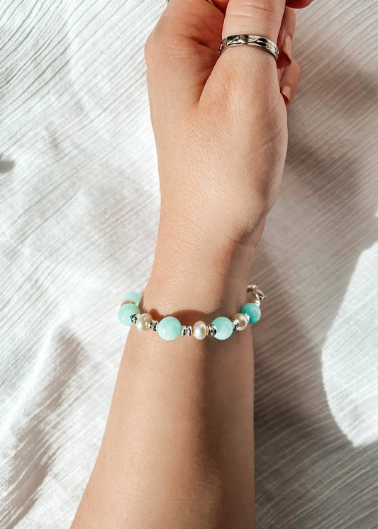 Lenore Blue Aragonite & Pearl Bracelet