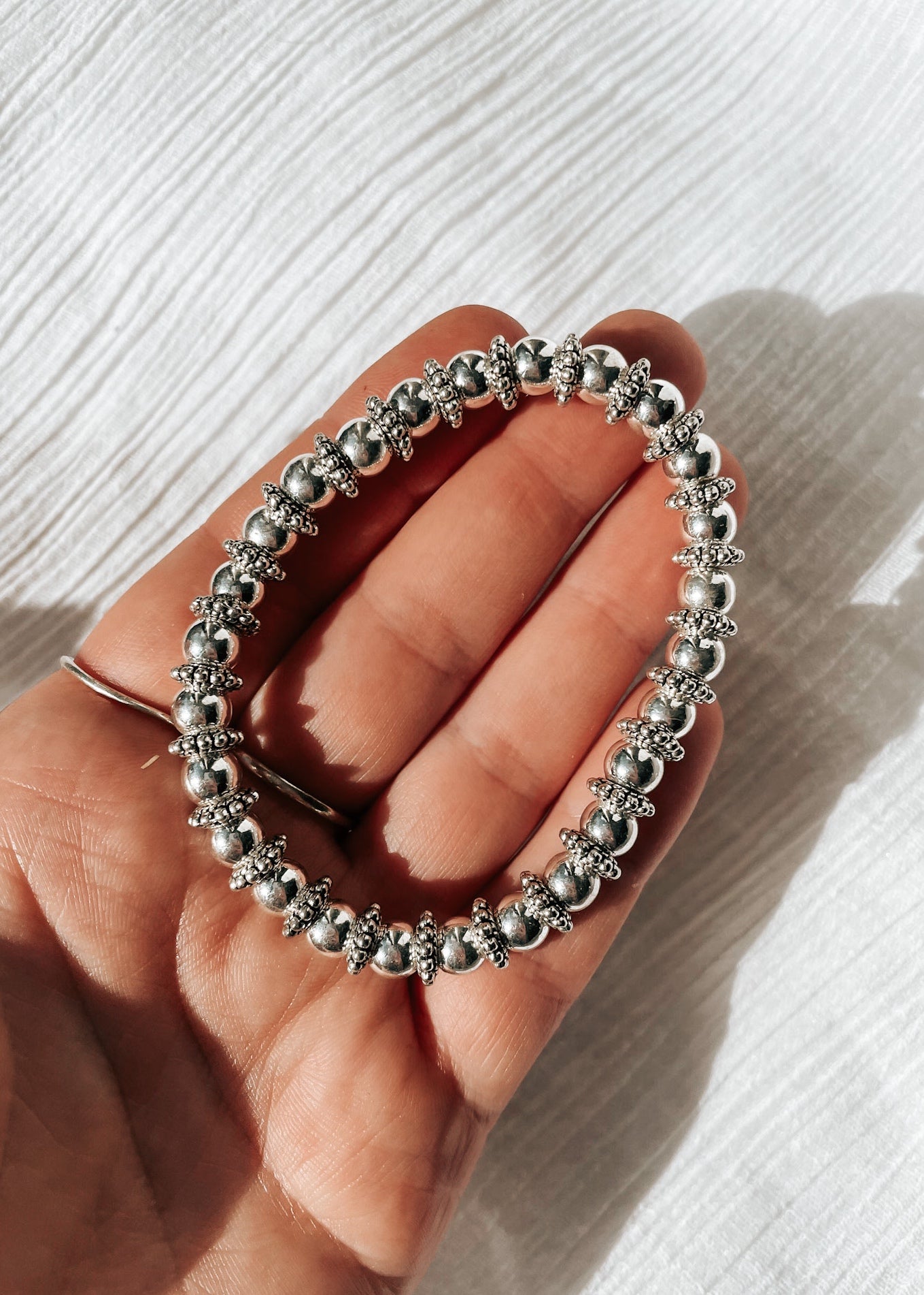 Silver Hematite Stacking Bracelet