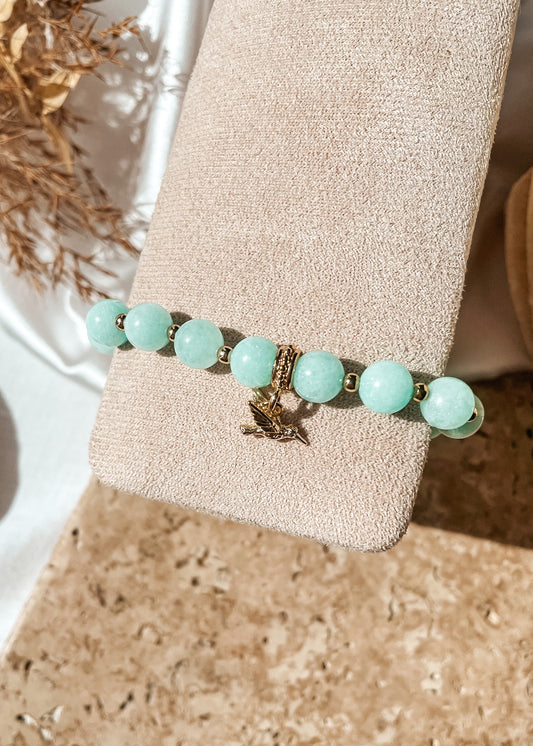 Blue Aragonite Hummingbird Bracelet