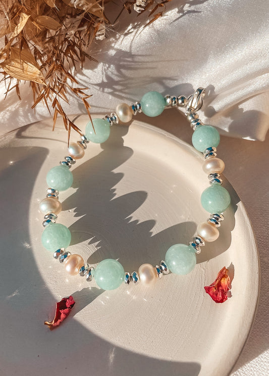 Lenore Blue Aragonite & Pearl Bracelet