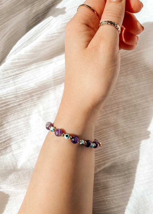 Amethyst Gold Evil Eye Bracelet