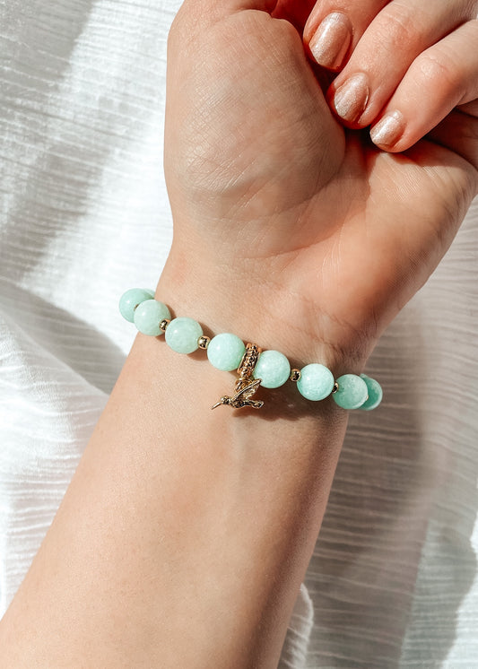 Blue Aragonite Hummingbird Bracelet