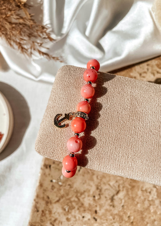 Pink Coral Anchor Bracelet