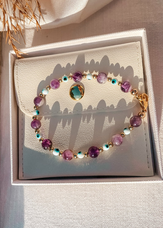 Amethyst Gold Evil Eye Bracelet