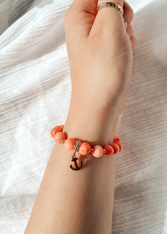 Pink Coral Anchor Bracelet