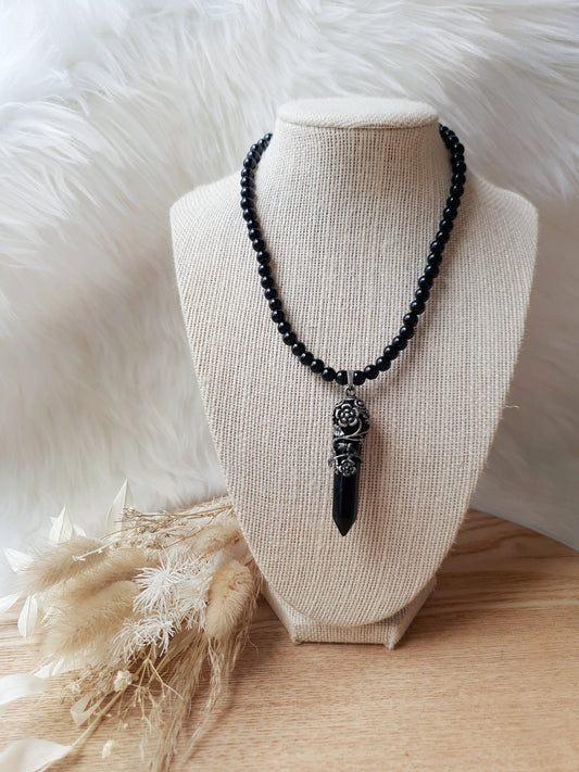 Obsidian Rose Necklace