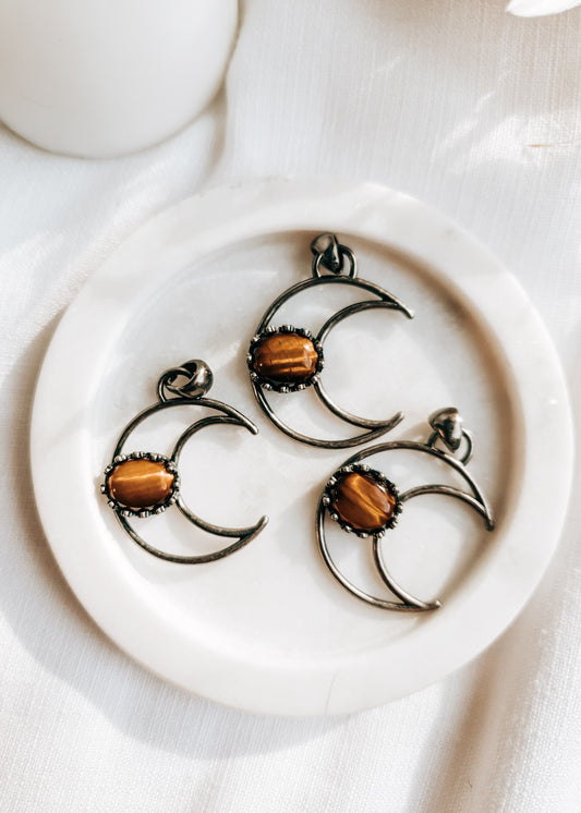 Tiger Eye Moon Pendant