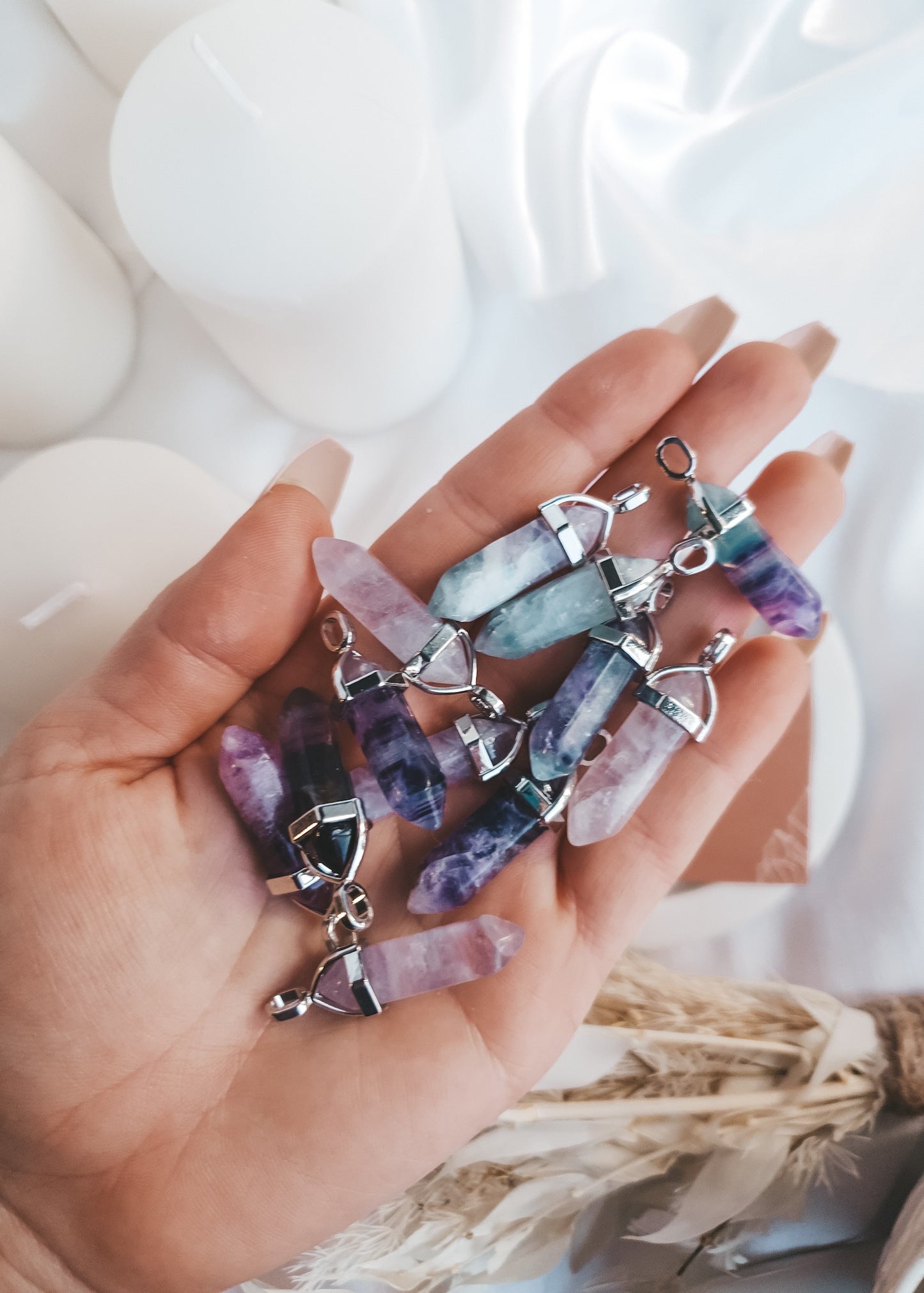 Fluorite Point Pendant - Silver