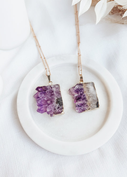 Amethyst Slice Pendant - Gold