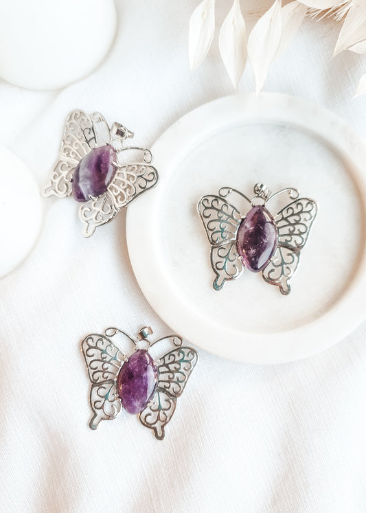 Amethyst Butterfly Pendant