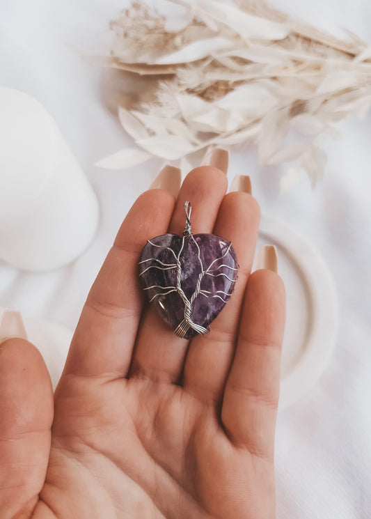 Amethyst Tree Of Life Heart