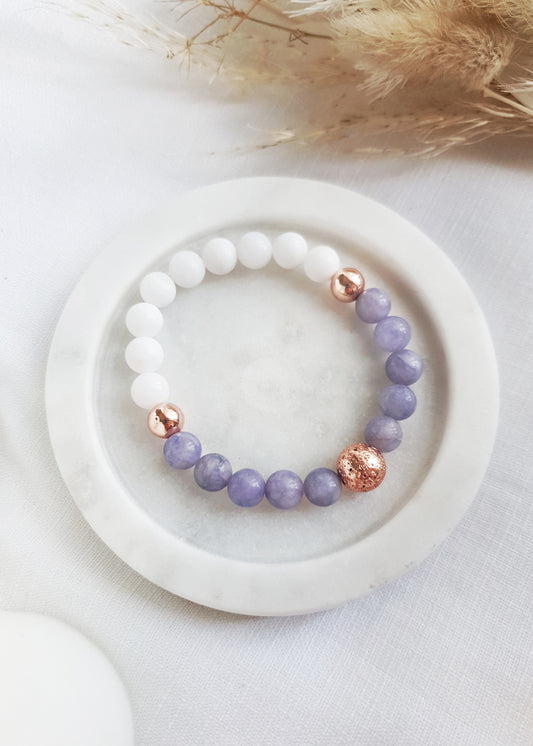 Angelite + Snow Quartz Bracelet