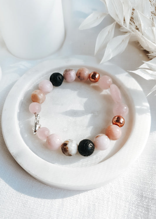 Rose Quartz + Pink Opal Bangle