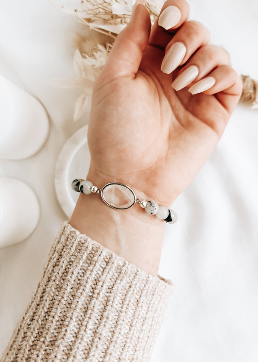 Tourmalinated Quartz Centrepiece Bracelet