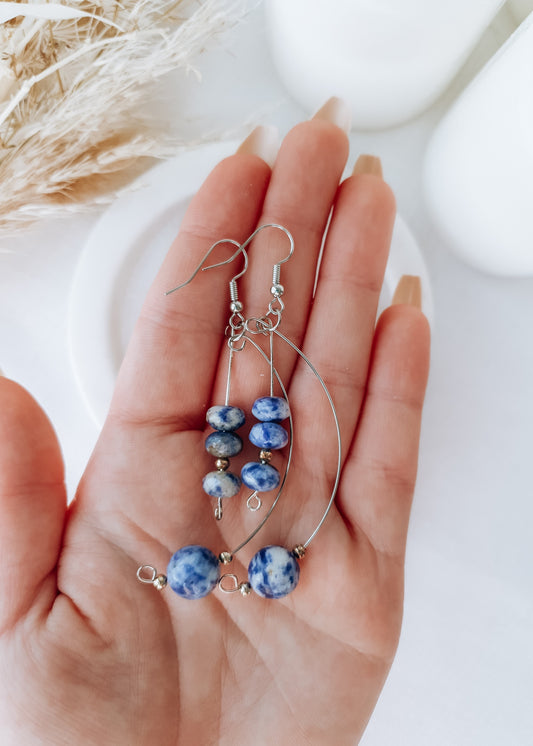 Sodalite Around The Moon Earrings