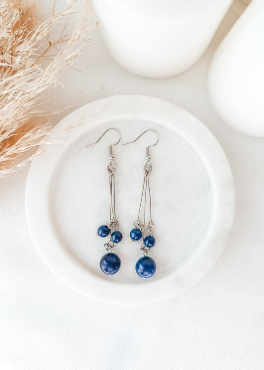 Lapis Triple Dangle Earrings