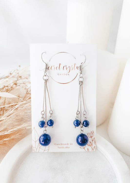 Lapis Triple Dangle Earrings