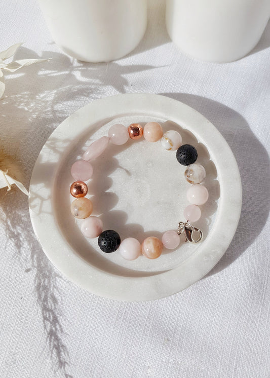 Rose Quartz + Pink Opal Bangle