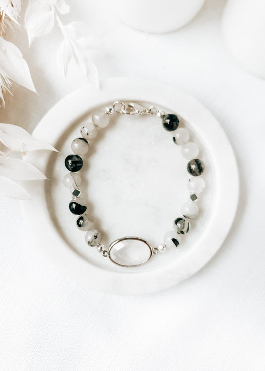 Tourmalinated Quartz Centrepiece Bracelet