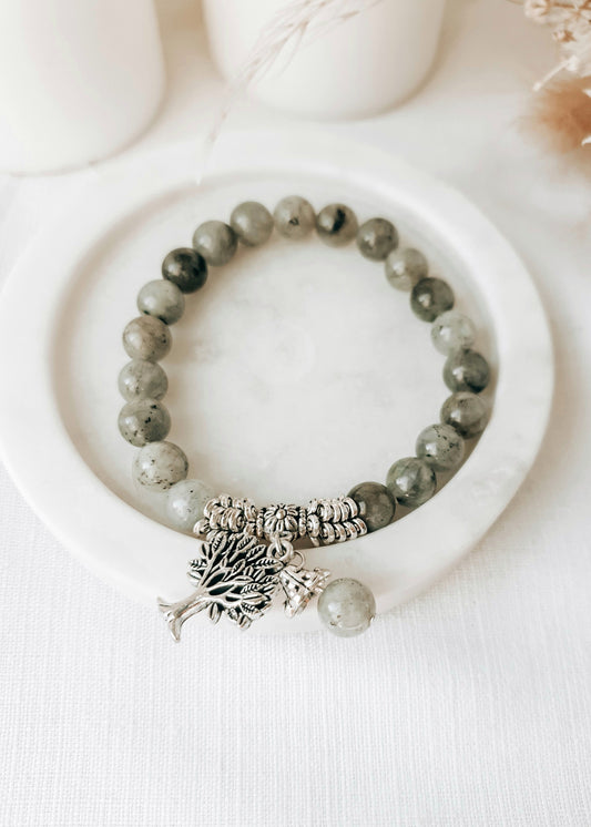 Labradorite Tree Charm Bracelet