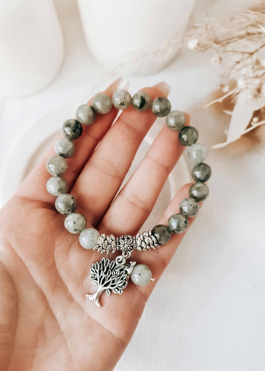 Labradorite Tree Charm Bracelet