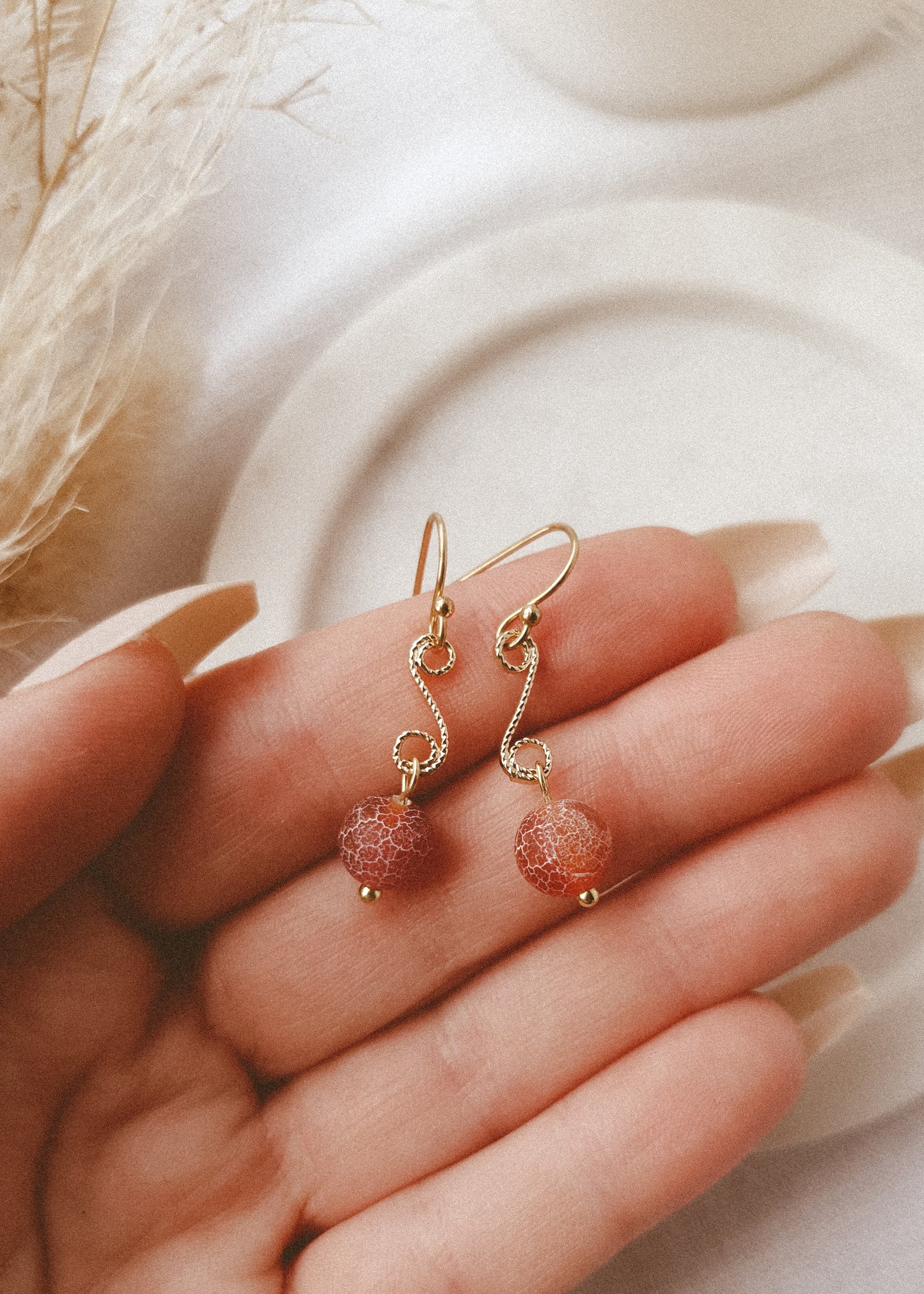 Carnelian Gold Earrings