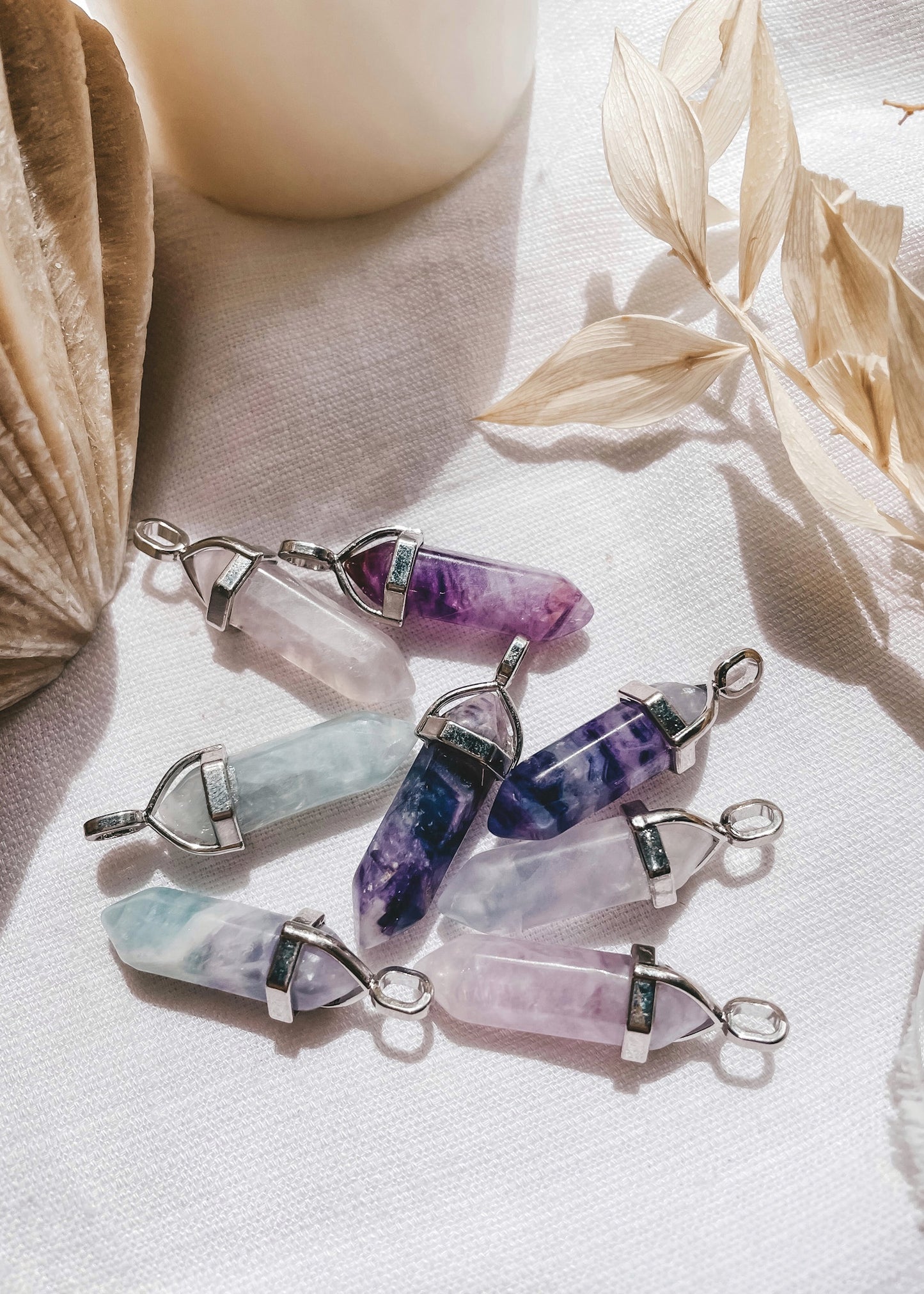 Fluorite Point Pendant - Silver