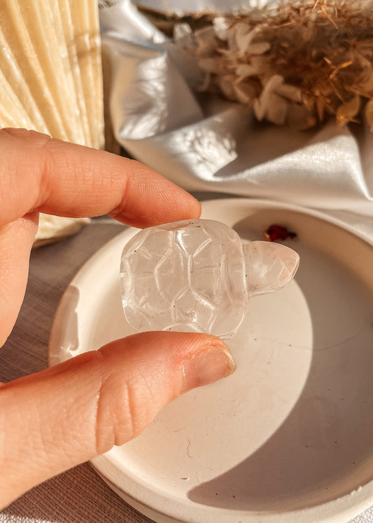 Clear Quartz Turtle Carving