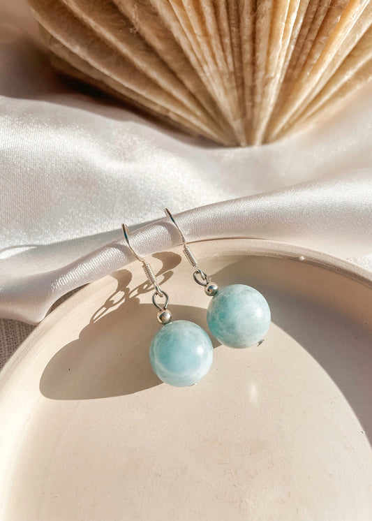 Aquamarine Round Earring