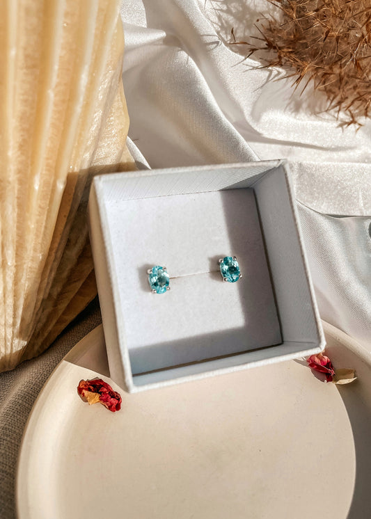 Blue Topaz Stud Earrings