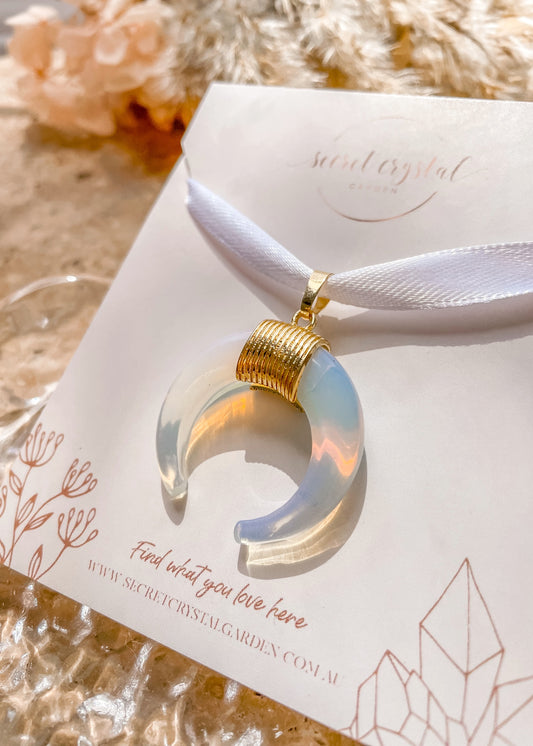 Opalite Gold Moon Pendant