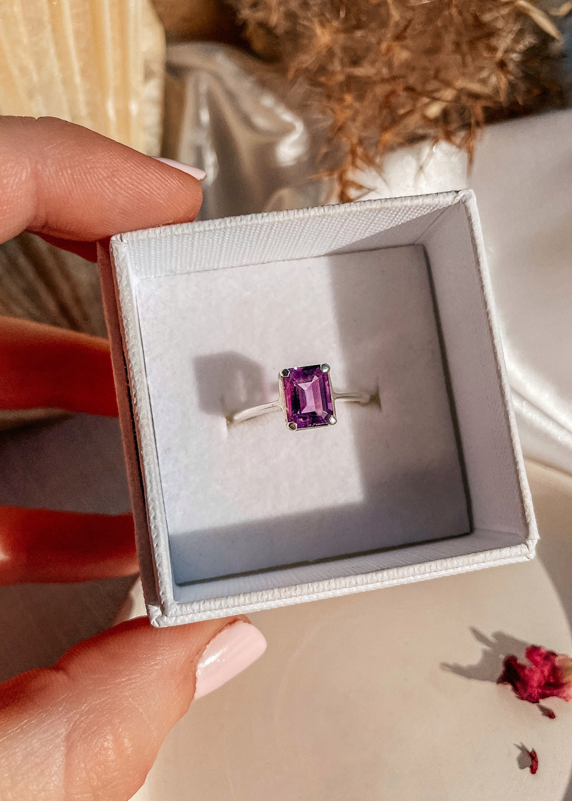 Amethyst Emerald Cut Ring