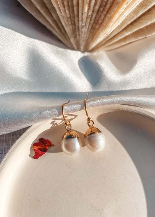 Gold Pearl Earrings