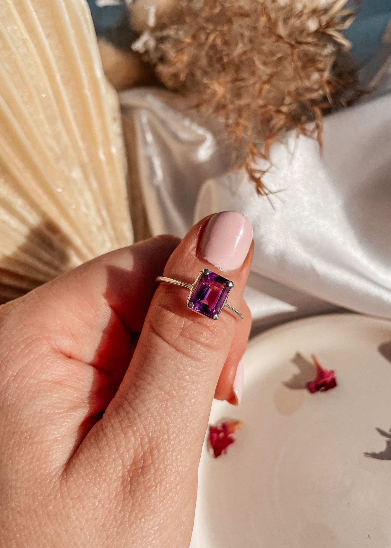 Amethyst Emerald Cut Ring