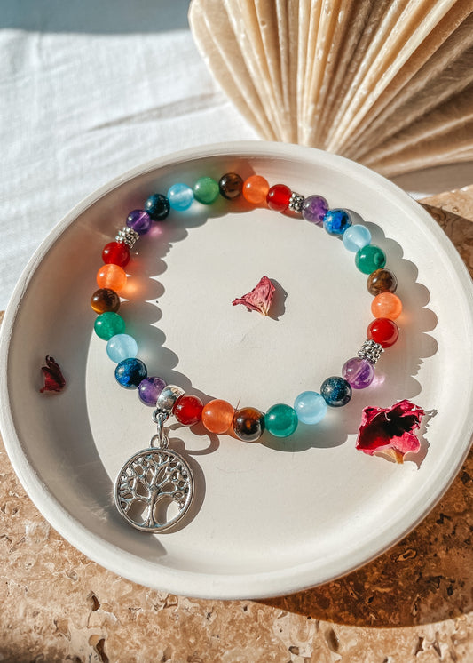 Chakra Dainty Bracelet - Tree Charm