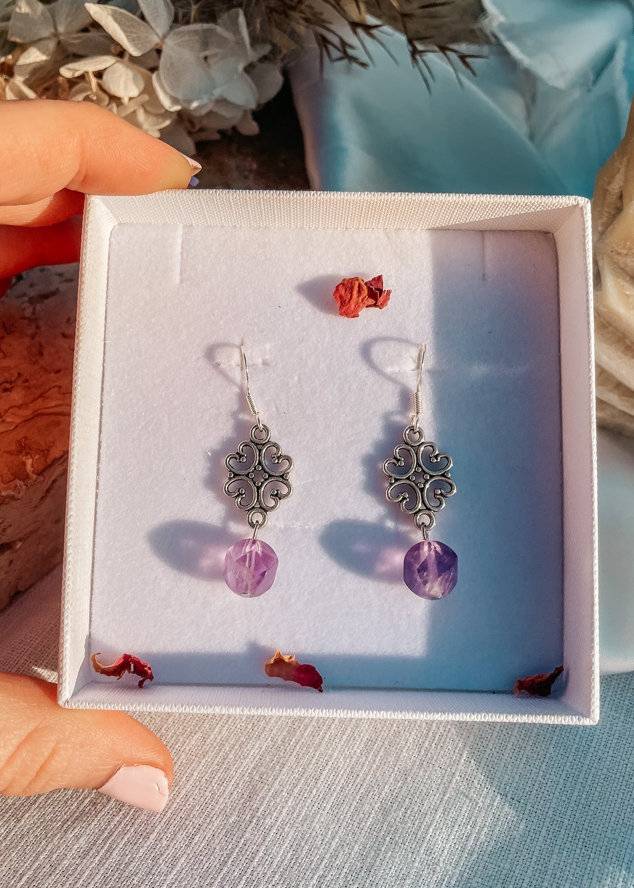 Amethyst Filigree Earring