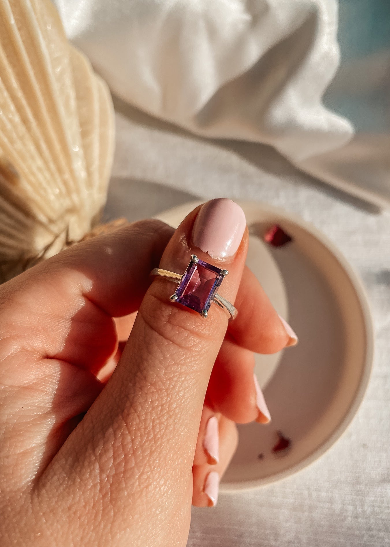 Amethyst Emerald Cut Ring