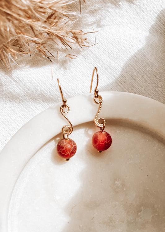 Carnelian Gold Earrings