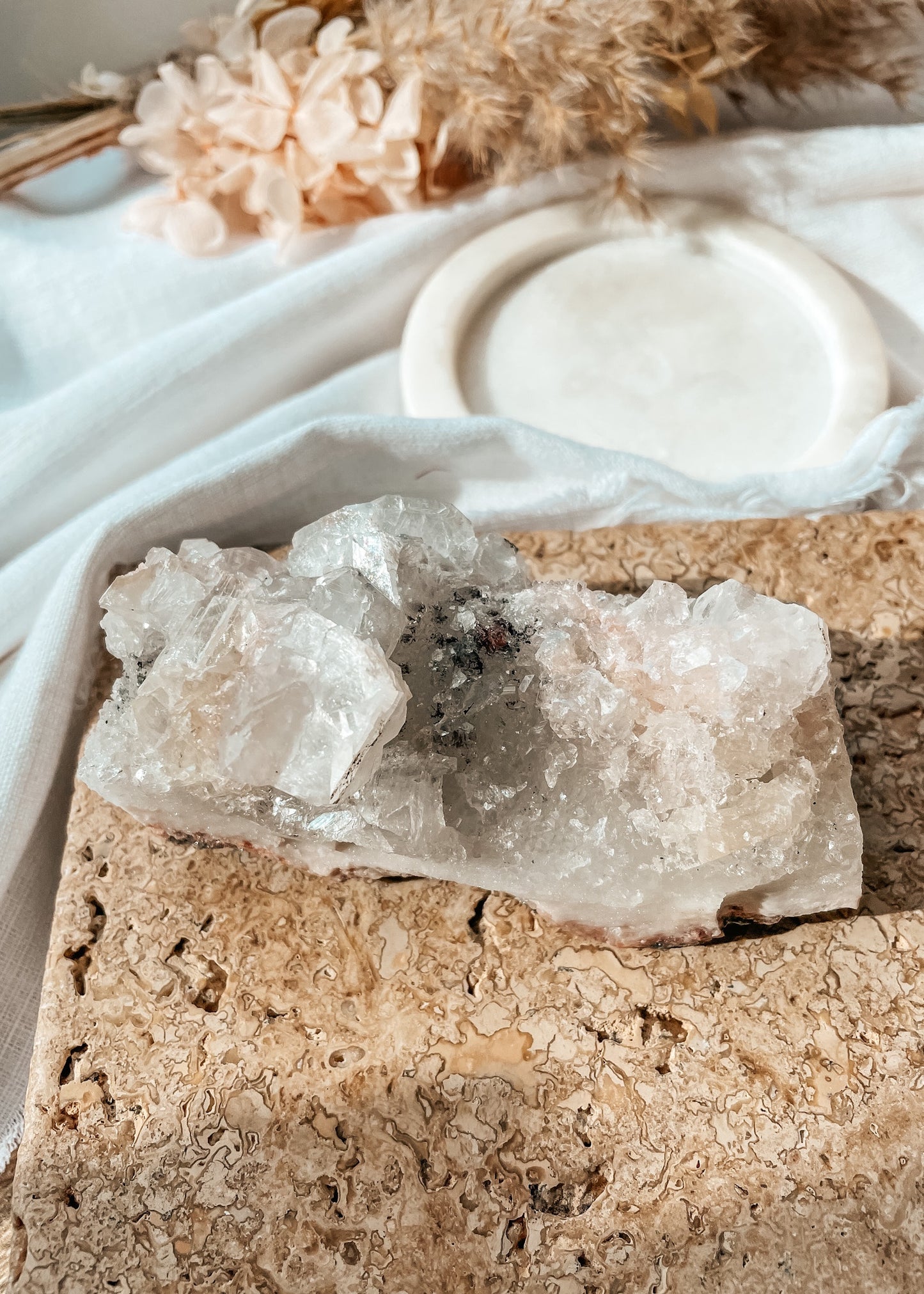 Pink Apophyllite & Stilbite Cluster