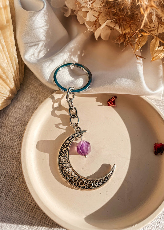 Amethyst Moon Keychain