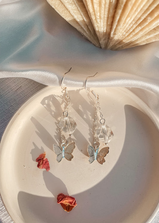 Clear Quartz Butterfly Earrings